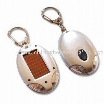2-piece LED Solar Keychain Light with Crystal Panel