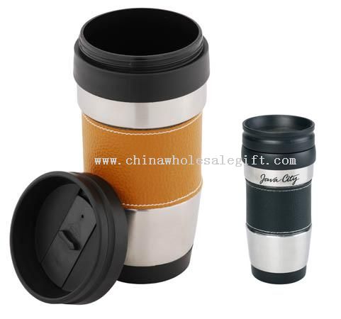 plastic inner,stainless steel with PVC warp TRAVEL  MUG