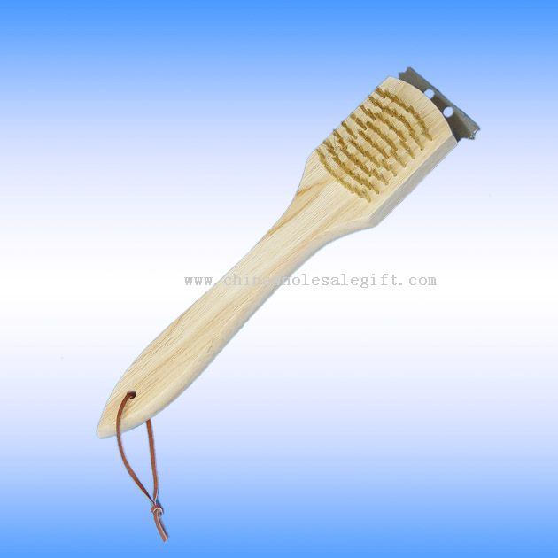 Grill brush with scraper
