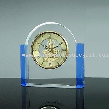 Crystal Clock, Made of Clear and Blue Crystal