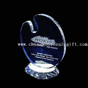 Crystal ellipsoid award Crystal Award with Customers Logos for Promotion