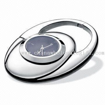 Stunning Promotional Watch Keychain with Shiny Nickel Finish and Imprint Logo