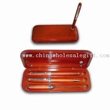 Ball/Roller/Fountain Pen Set with Wooden Box
