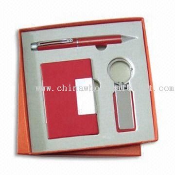 Stationery Gift Set in 3 Pieces, Includes Ball Pen, Keychain and Name Card Holder
