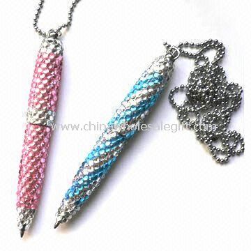Novelty Crystal Pens with Ordinary Chinese Stones, Taiwanese, and Swarovski Stone