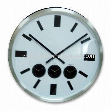Aluminum Wall Clock with Three Time Zones