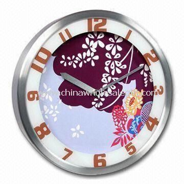 Silkscreen design on glass lens Aluminum Wall Clock