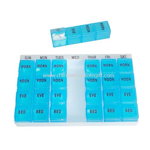 7 day 28 compartments pill box with tray