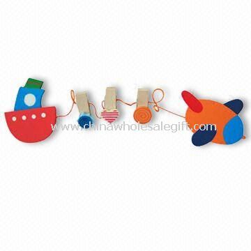 File Clips Made of Solid Wood, String, Metal and Plywood