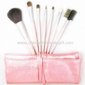 Cosmetic Brush Set with Artificial Leather Bag