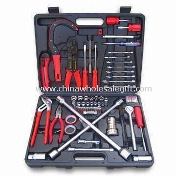 Car Repair Tool Set, Includes Knife, Wrench, Screwdrivers, Tire Gauge, and PVC Tape