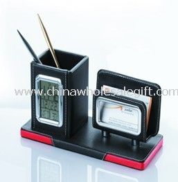 leather pen holder with name card holder