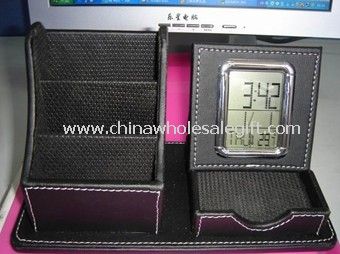 Leather Penholder with Notes clips box