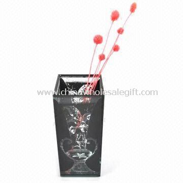 Glass Vase with Black Printing
