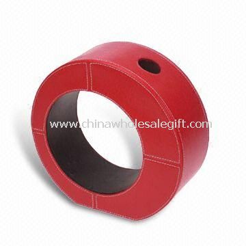 Red Round Flower Vase Made of Good Quality Synthetic Leather