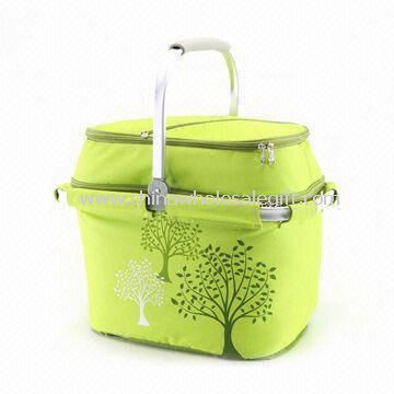 Picnic Cooler Basket with 600D Polyester White PEVA Lining Fabric