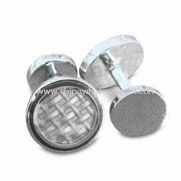 Fashionable Cufflinks with Silver Finish Made of Brass/Zinc Alloy
