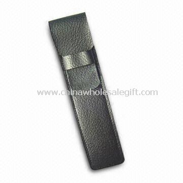 Leather Pen Pouch Made of Leather and Velvet