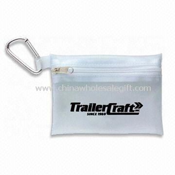 Pouch with Carabiner and Easy Slide Zipper Closure
