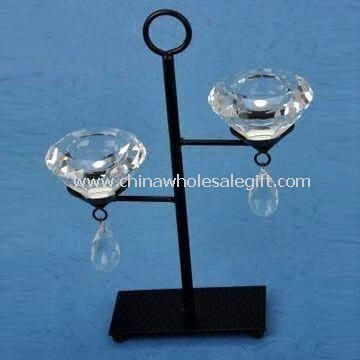 Crystal/Metal Candle Holder with Two Tealight