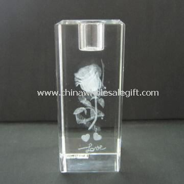 Laser-Engraved Crystal Candle Holder
