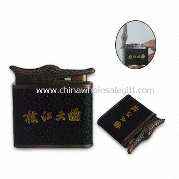 Metal Body with Leather Outline Cigarette Lighters