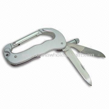 Carabiner Pocket Knife with LED Flashlight, Measuring 8.8cm