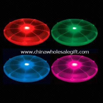 Promotional Plastic Flashing Flying Disc/Frisbee with Colorful Lights and Large Logo Space