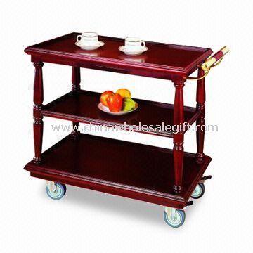 Food Trolley, Made of Brass Wood and Stainless Steel, Suitable for Hotels and Restaurants