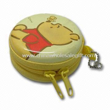 Metal Money Box in Round Shape with Ball Chain and Zipper