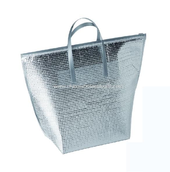 Silver Insulated Cooler Shopping Bag