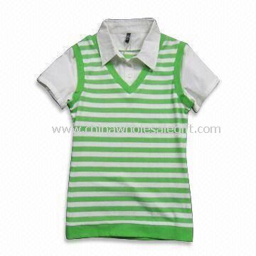 95% Cotton 5% Lurex Ladies Polo Shirt