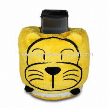 Mobile Phone Holder/Speaker with 2 x AA Batteries Made of Plush and Cotton