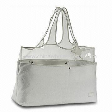 Beach Bag Made of Terry Cloth and Plastic