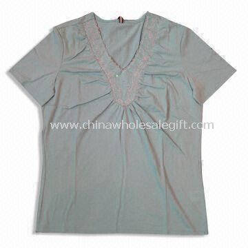 Womens V-neck T-shirts Made of 65% Cotton and 35% Polyester