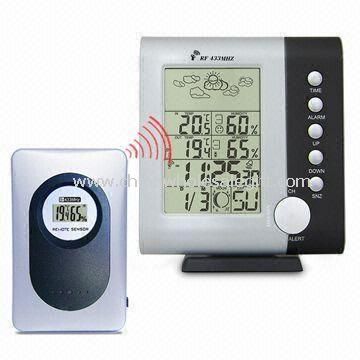 Wireless Weather Station Clock with Moon Phase Calendar Alarm World Time Zone Set