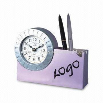 Desk Clock with Pen Holder Made of Plastic