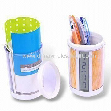 Promotional Desk Clock with Pen Holder