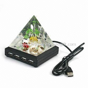 Pyramid Liquid Filled USB Hub with Pen Holder