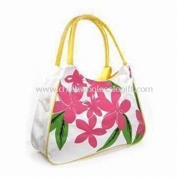Canvas Beach Bag with Tropical Print