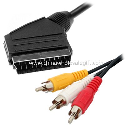 3 PHONO PLUGS TO SCART CABLE AV LEAD