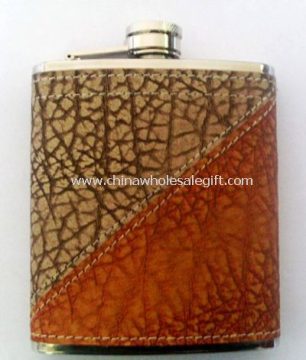 Leather-wrapped 6oz Hip Flask