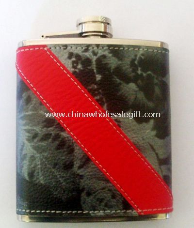 Leather-wrapped Water Transfer Hip Flask
