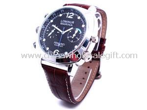 Leather band camera watch