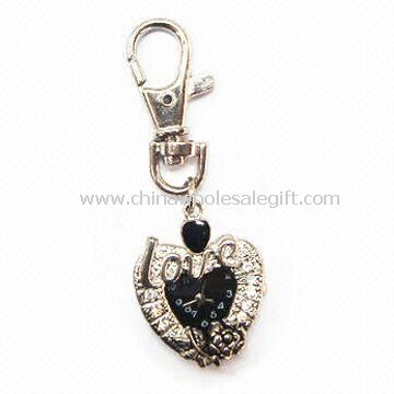 Zinc-alloy Keychain Watch with Rhinestones