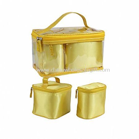 Polyester Satin Cosmetic Bag Set
