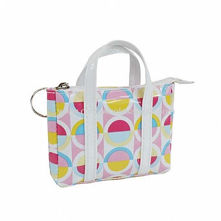 Circle Printed PVC keychain purse