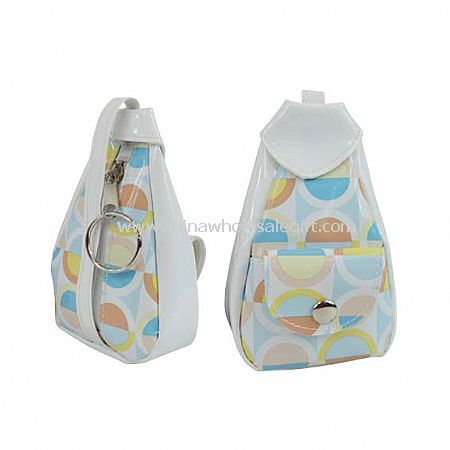 Circle Printed PVC keychain purse