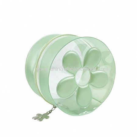 Heat Seal PVC Cosmetic Bag with Flower Embossed for Packaging