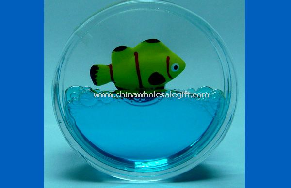 The oil floats into the refrigerator magnet